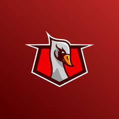 Swan goose bird logo vector character. Animal design elements for branding.. Mascot logo design template