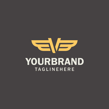 Letter V logo template. Wings design element vector illustration. Corporate branding identity