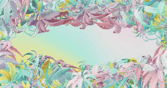 Creative Minimal 3d art. Stylish vanilla pastel palm in abstract space .Trendy color combination, Perfect background for music. 4k seamless loop video.Good for Vertical banner and screen 