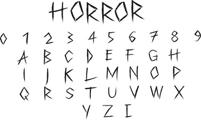 scary alphabet font _ horror vector font