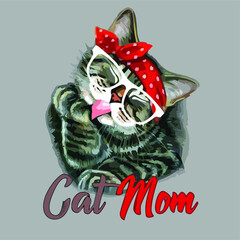 cat mom t   and print design vector illustration for use in design and print poster canvas