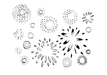 Obraz premium set of doodle starburst isolated on white background hand drawn from sunburst. design elements. vector illustration.