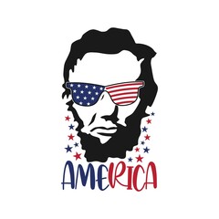 Abraham Lincoln Vector Illustration. American Patriot Design, Celebration 4th of July USA Independence Day. Good for greeting card and t-shirt print, flyer, poster design, mug etc.