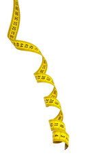 Spiral yellow tape measure isolated on the white background