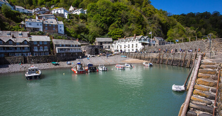 View of the harbour, Clovelly, Devon, England