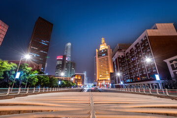 Fototapeta na wymiar Night view of urban architecture landscape in Tianjin, China