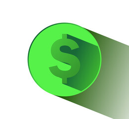 A green dollar sign on an isolated white background. Illustration of the dollar.