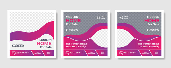 Real estate sale social media post banner template