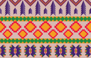 Geometric oriental tribal ethnic pattern traditional background Design for carpet,wallpaper,clothing,wrapping,batik,fabric,Vector illustration embroidery style.