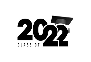 Class of 2022 to congratulate young graduates on graduation. Class 2022. Vector simple black concept. Trendy background for branding, calendar, card, banner, cover. - obrazy, fototapety, plakaty