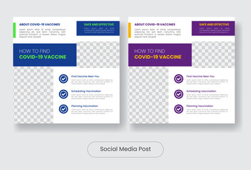 Covid-19 vaccine education social media post banner template set