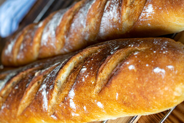 close up of fresh baked bread, baked bread