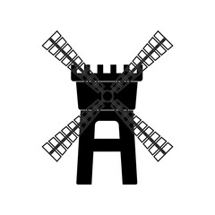 A windmill is an ecological structure on a white background.