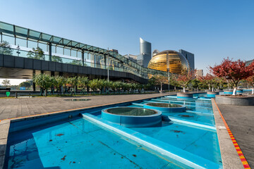 Fototapeta premium Modern architectural landscape of Hangzhou Qianjiang New Town CBD
