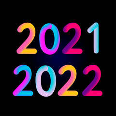 Happy New Year 2021 2022 Design 3D Modern Design for Calendar, Invitations, Greeting Cards, Holidays Flyers or Prints.