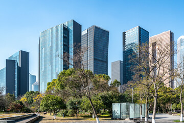 Fototapeta premium Modern architectural landscape of Hangzhou Qianjiang New Town CBD
