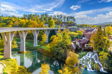 Landscape with Rastoke village at autumn season, Croatia