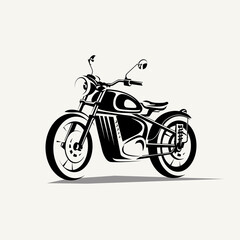 retro motorcycle symbol, stylized vector silhouette - 443253678