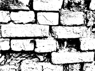 Vector texture with destroyed brick wall. Illustration for background.