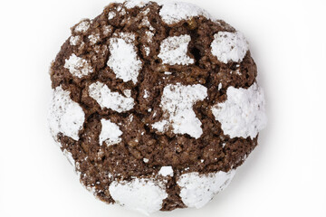 chewy chocolate crinkle cookie with confectioners sugar