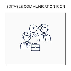Misunderstanding line icon. Failure to understand. Misinterpretation. Discussion between two men. Effective communication concept. Isolated vector illustration.Editable stroke