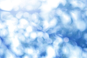 Light blue Leaf background. Blurred leaves and circular bokeh. Abstract for design and wallpaper.