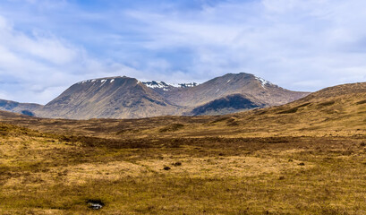 A view towards an ice age corrie near to Loch Tulla on the way to Glencoe, Scotland on a summers day
