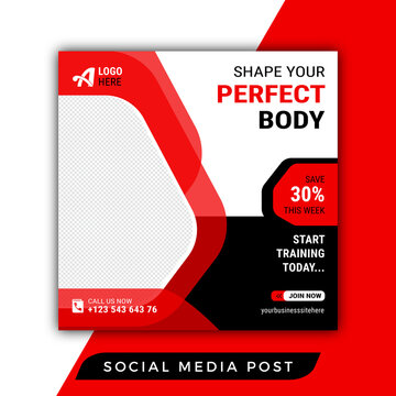 Modern gym social media post vector