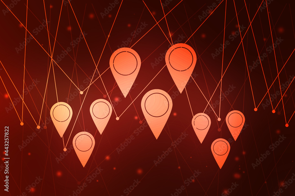 Poster 2d rendering Red map pointer