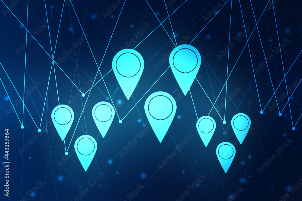 Poster 2d rendering red map pointer
