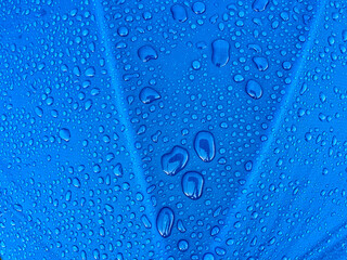Water drops on waterproof membrane fabric. Morning dew on tent.