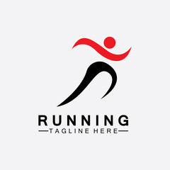 Running people logo symbol vector illustration design.Healthy running marathon athletes sprinting vector logo