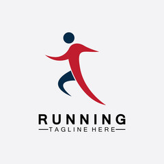Running people logo symbol vector illustration design.Healthy running marathon athletes sprinting vector logo