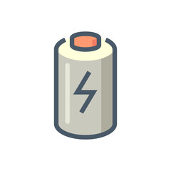 Cell of rechargeable battery vector icon. That lithium-ion component for production in pack, module of battery for charge, recharge, storage and power to motor of electric, hybrid vehicle. 48x48 pixel