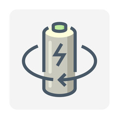 Battery cell charge vector icon design. That rechargeable battery or lithium-ion. Component part for production in pack, module. To charge, recharge and storage electrical power energy. 48x48 pixel.
