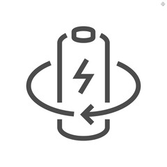 Battery cell charge vector icon design. That rechargeable battery or lithium-ion. Component part for production in pack, module. To charge, recharge and storage electrical power energy. 48x48 pixel.
