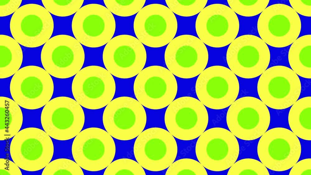 Poster in a vivid neon color palette, a seamless loop motion graphic animation is created. mosaic of geomet
