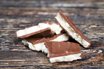 chocolate with a sweet coconut filling