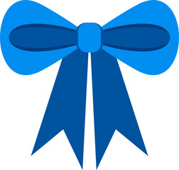 Decorative festive blue bow. Icon for greeting cards.