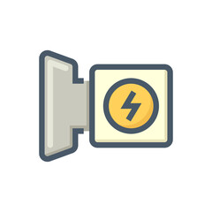 Charging connector vector icon. Also called cable mount or vehicle inlet for electric vehicle (EV) for charge, recharge battery. Include cover or lid or opener for close, open and protection. 48x48 px