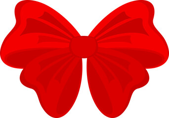 Decorative festive red bow. Icon for greeting cards.