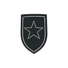 Sield Star Icon Silhouette Illustration. Honor Badge Vector Graphic Pictogram Symbol Clip Art. Doodle Sketch Black Sign.