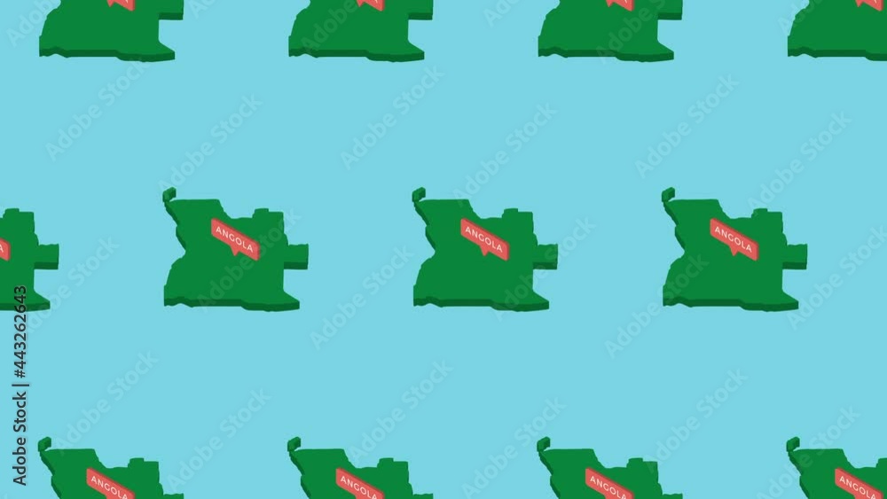 Aufkleber isometric green map of angola on a blue background, there is a country with an orange pointer in a p