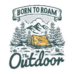 Mountain camping illustration © Alex