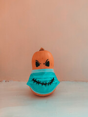 pumpkin with blue mask 