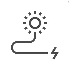 Obraz premium Solar power energy vector icon. Consist of sun, wire or cable and plug. To generate electrical power or direct current electricity by use sunlight. Concept for green energy and eco. 48x48 pixel.