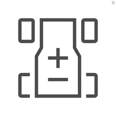 Obraz premium Chassis or base structure vector icon. Also called platform or skateboard. Body part for automotive production industry of hybrid, electric vehicle (EV). Built in lithium battery module pack. 48x48 px