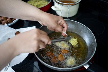 Preparing delicious food at home close up