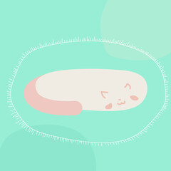 Lazy fat cat sleeping on a carpet. Graphic illustration with abstract background. Cat sleeping peacefully.