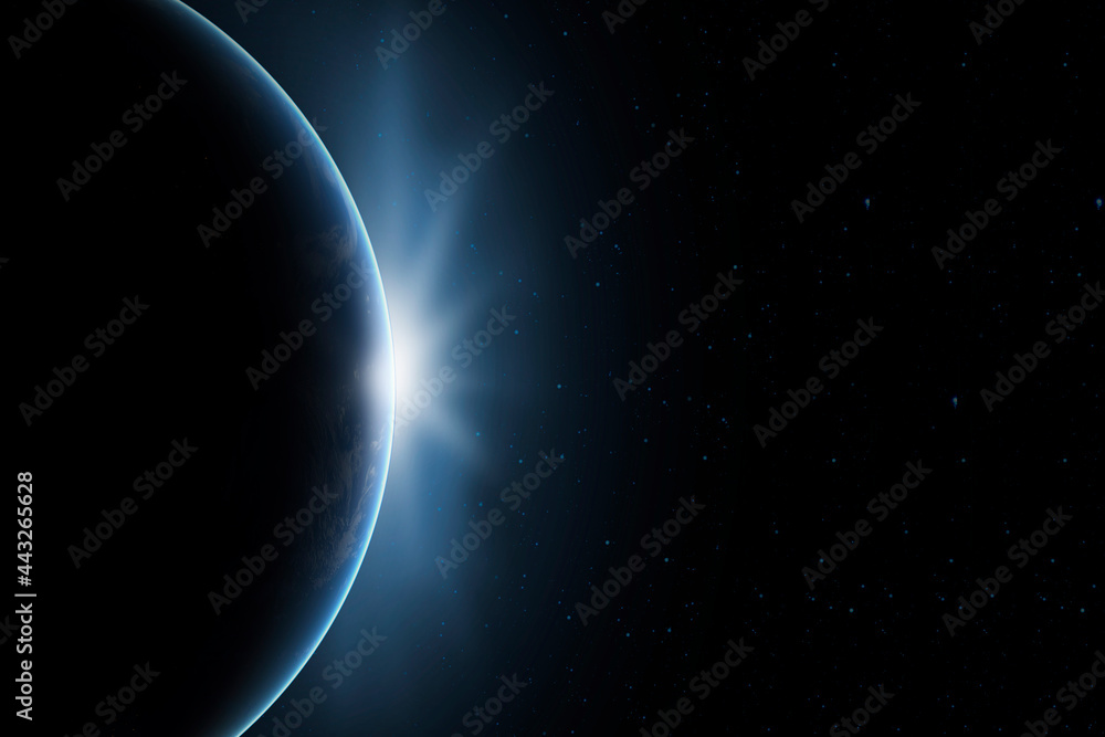Wall mural outer space. the surface of the planet earth in deep space. night on the planet. view from orbit. el